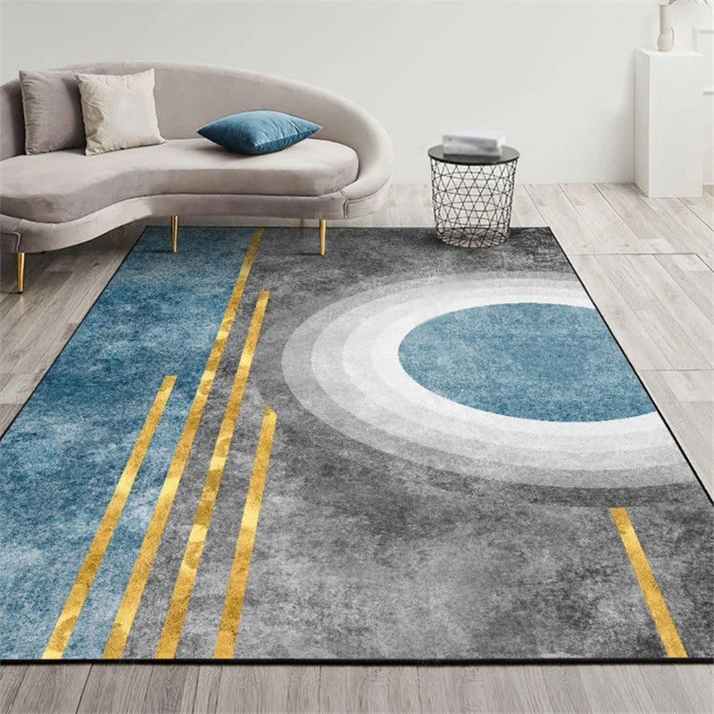 Colorful Modern Area Rug Color-Blocked Polyester Area Carpet Stain Resistant Rug for Home Decor