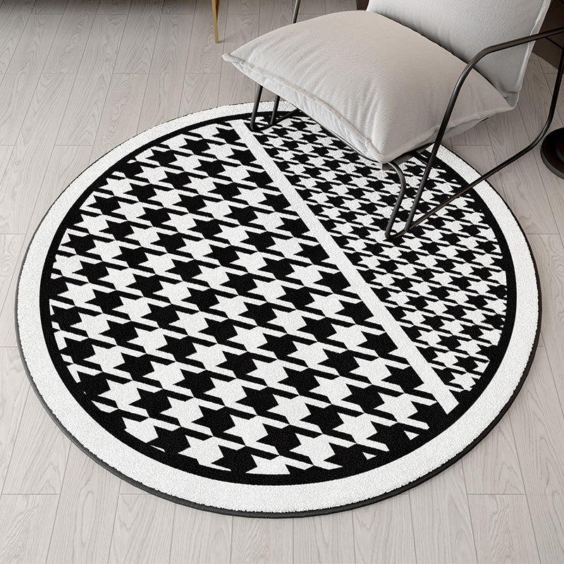 Round Zebra Printed Rug Modern Polyester Indoor Carpet Non-Slip Backing Area Rug for Living Room