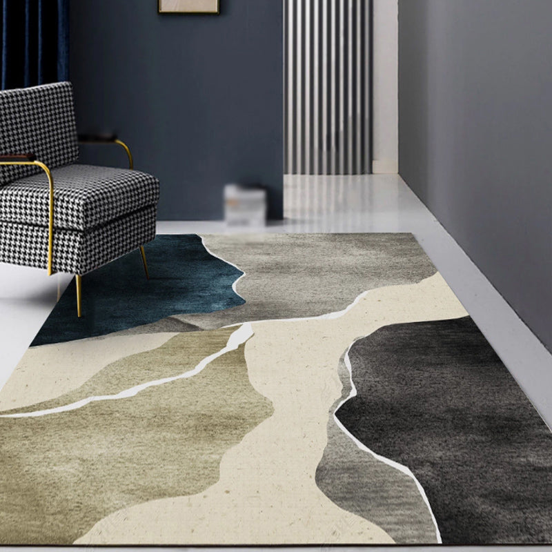Stilvoller moderner Teppichfarbe Block Polyester Fläche Teppich Flecken widerstandsfähiger Teppich für Wohnkultur