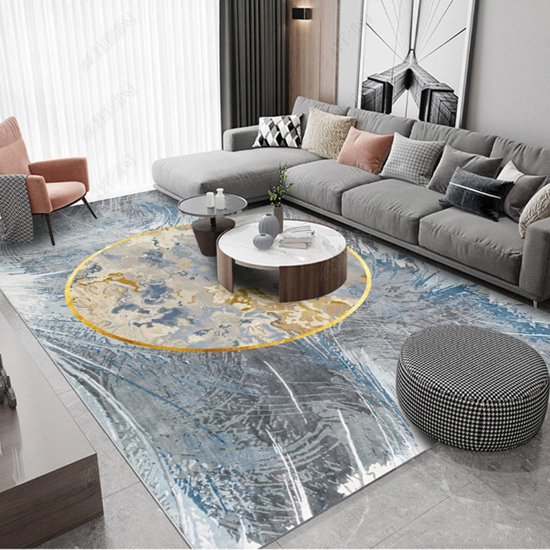 Stylish Modern Carpet Color Block Polyester Area Rug Stain Resistant Rug for Home Decor