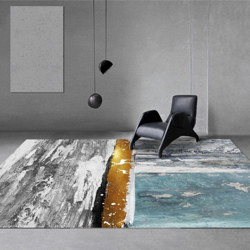 Stylish Modern Carpet Color Block Polyester Area Rug Stain Resistant Rug for Home Decor