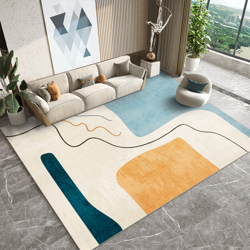 Luxury Carpet Funky Contrast Panel Area Rug Washable Polyester Stain Resistant Carpet for Home Decor