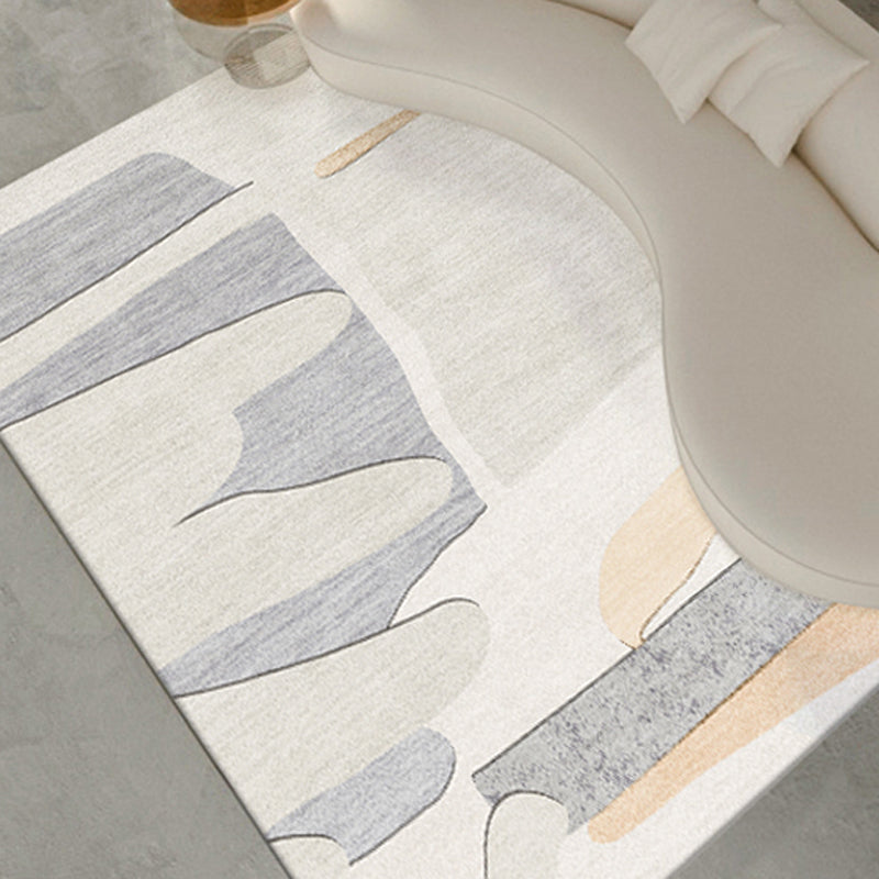 Simplicity Washable Rug Stylish Contrast Panel Rug Polyester Stain Resistant Carpet for Home Decor