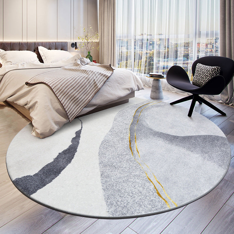 Modern Round Carpet Abstract Pattern Creative Area Rug Polyester Stain Resistant Rug for Living Room