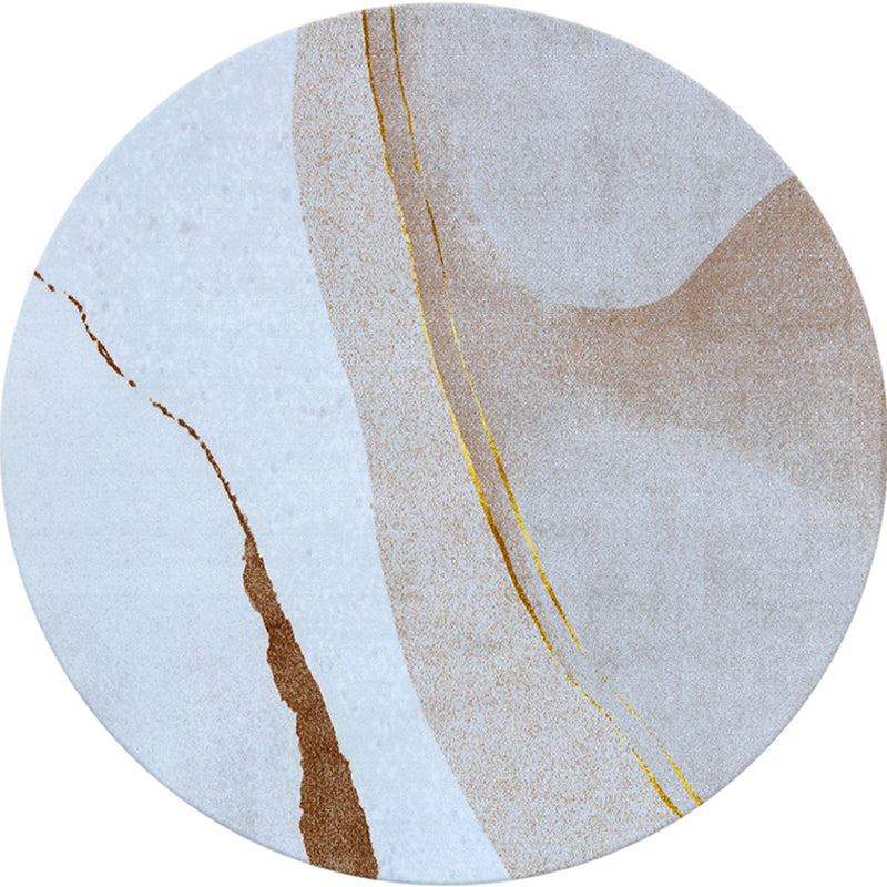 Modern Round Carpet Abstract Pattern Creative Area Rug Polyester Stain Resistant Rug for Living Room