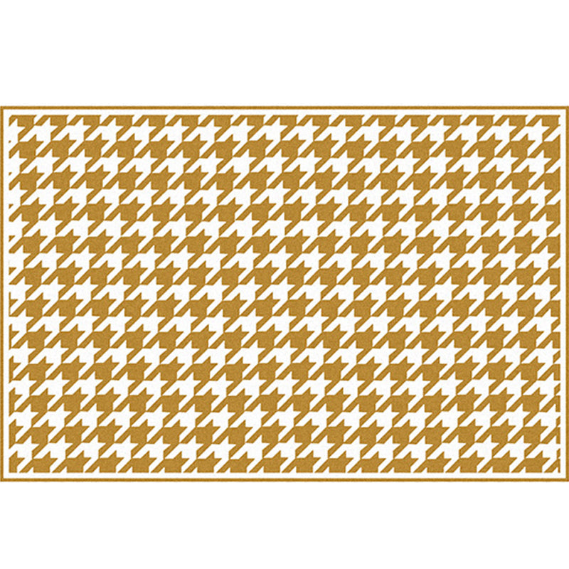 Modern Houndstooth Pattern Rug Polyester Area Rug Non-Slip Backing Carpet for Living Room