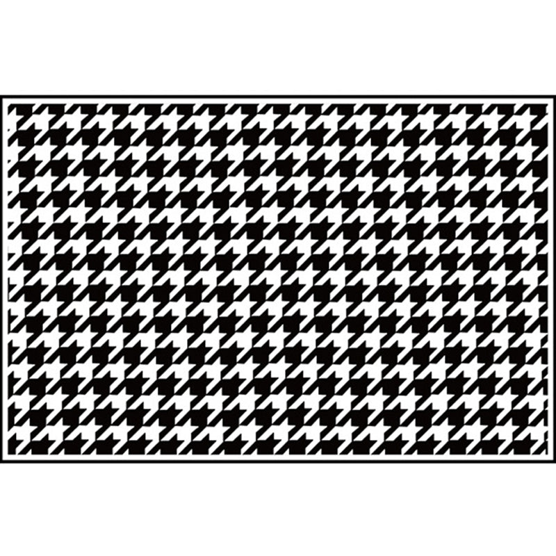 Modern Houndstooth Pattern Rug Polyester Area Rug Non-Slip Backing Carpet for Living Room