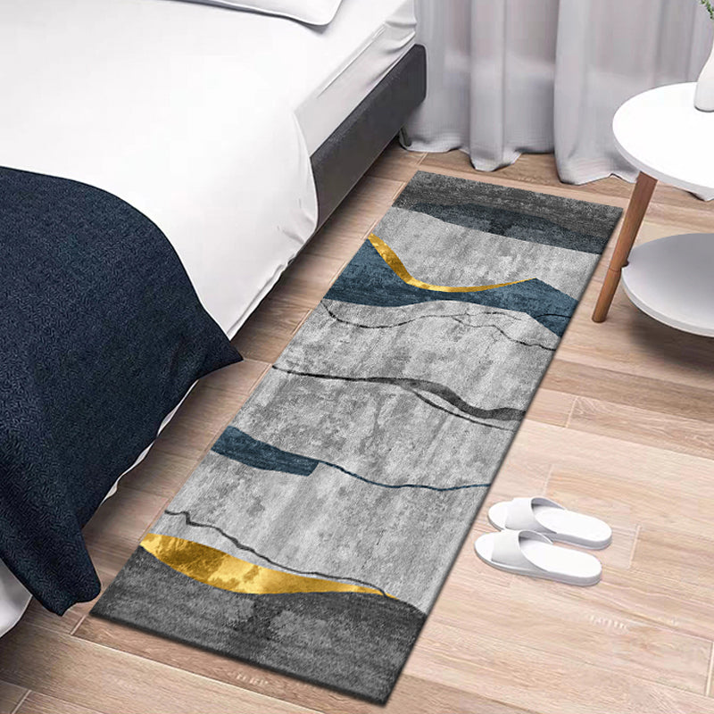 Gold Modern Rug Blending Abstract Print Rug Non-Slip Backing Rug for Living Room