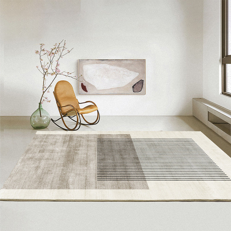 Minimalist Carpet Khaki Tone Rug Polyester Stain Resistant Area Rug for Living Room