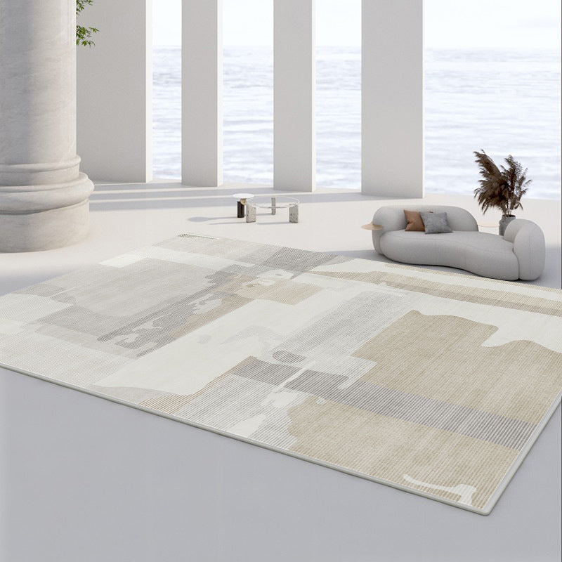 Minimalist Carpet Khaki Tone Rug Polyester Stain Resistant Area Rug for Living Room
