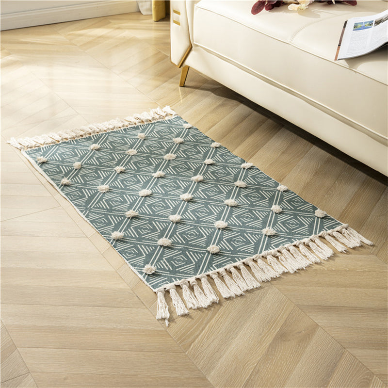 Bohemian Multi-Color Ruger Americana Print Area Tapis Fringe Fringe Cotton Blend Mélange pour la décoration intérieure