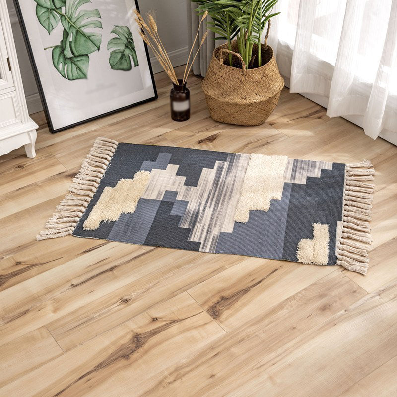 Boheemian Multi-Colour Trug Americana Print Area Carpet Fringe Cotton Blend Rug voor Home Decor