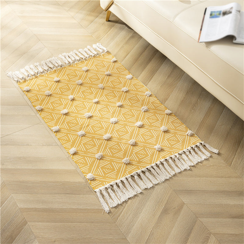 Boheemian Multi-Colour Trug Americana Print Area Carpet Fringe Cotton Blend Rug voor Home Decor