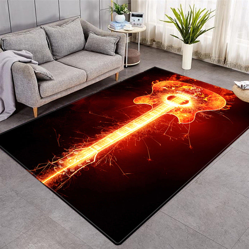 Black Modern Rug Polyester 3D Pumpkin Pattern Rug Washable Rug for Living Room