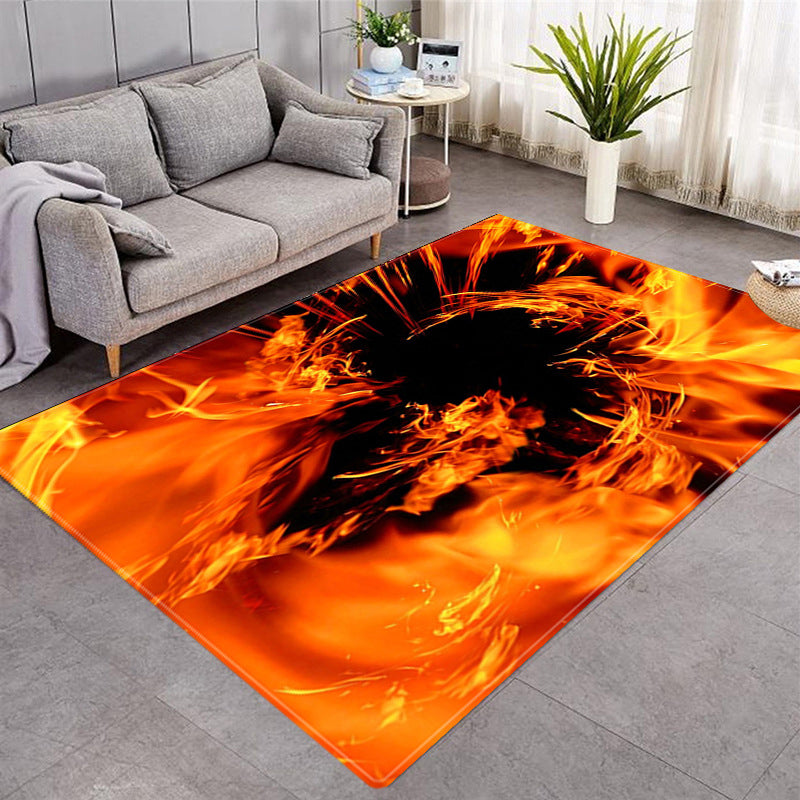 Black Modern Rug Polyester 3D Pumpkin Pattern Rug Washable Rug for Living Room