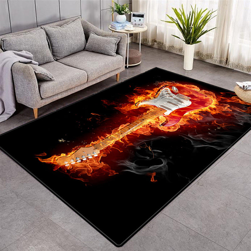 Black Modern Rug Polyester 3D Pumpkin Pattern Rug Washable Rug for Living Room