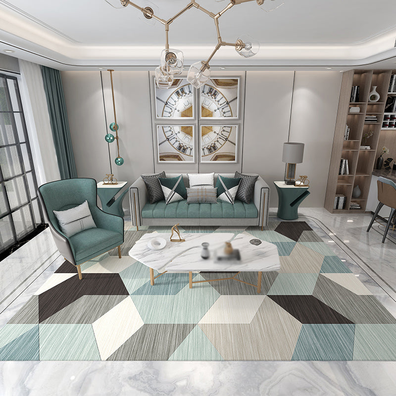 Fancy Geometric Pattern Rug Modern Polyester Area Rug Anti-Slip Easy Care Rug for Drawing Room