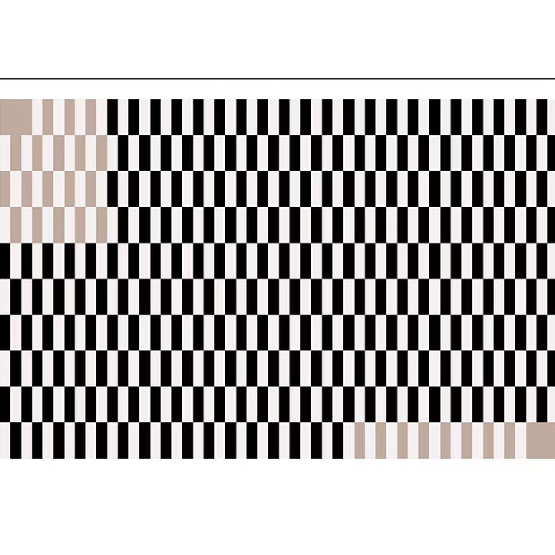 Black Checkerboard Rug Polyester Modern Rug Non-Slip Backing Rug for Home Decor