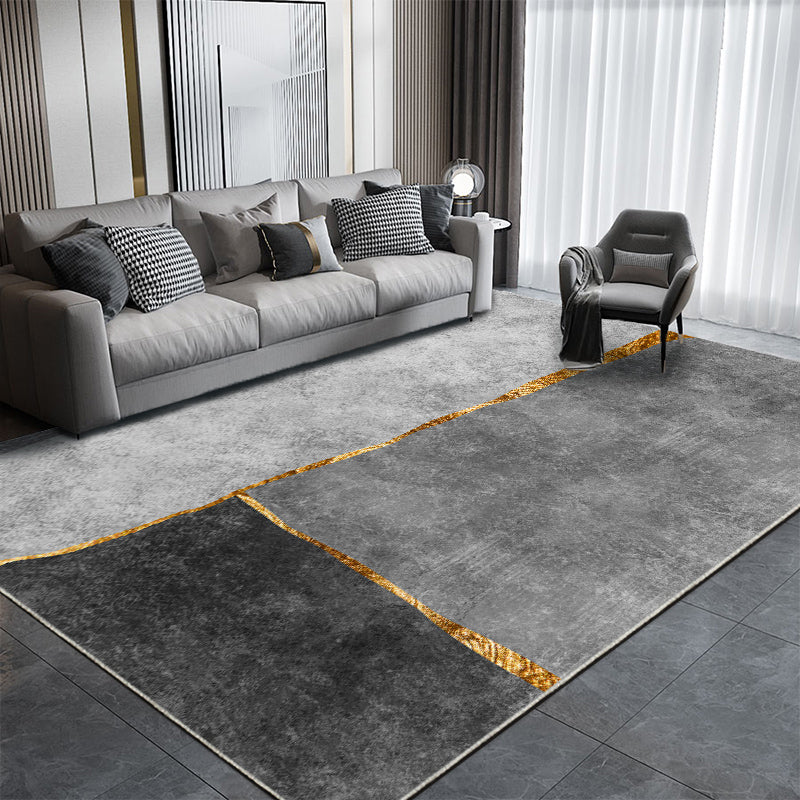 Chic Modern Carpet Grey Geometric Print Rug Polyester Stain Resistant Rug for Home Decor