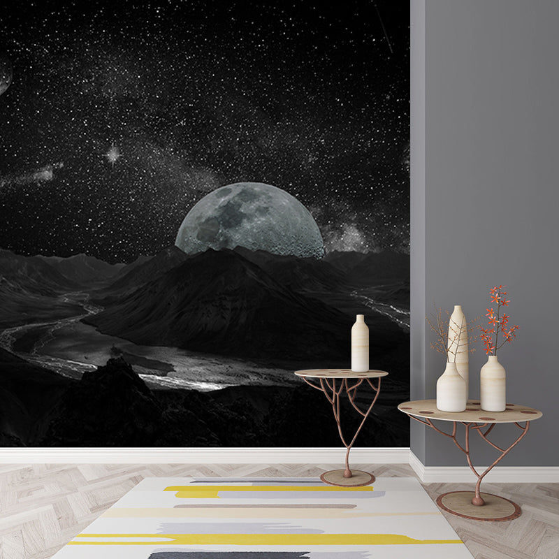 Zeitgenössisches Kosmos-Wandbild in dunkler Farbe für das Wohnzimmer, individuelle Größe erhältlich