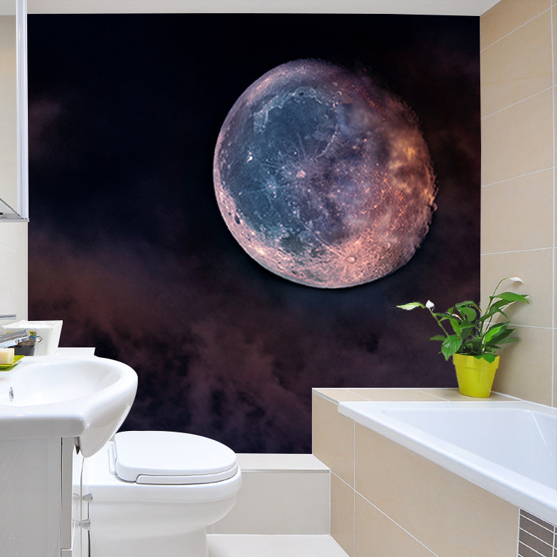 Contemporary Cosmos Wall Mural in Dark Color for Living Room, Personalized Size Available