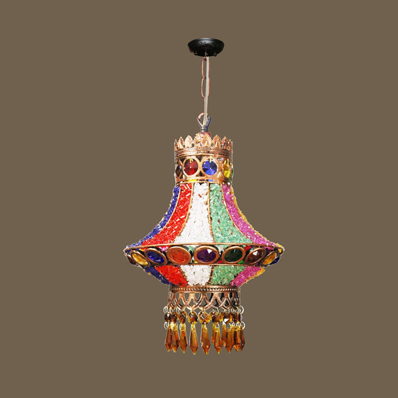 1 Light Pendant Lighting Fixture Art Deco Restaurant Suspension Light with Cone/Teardrop Metal in White/Red