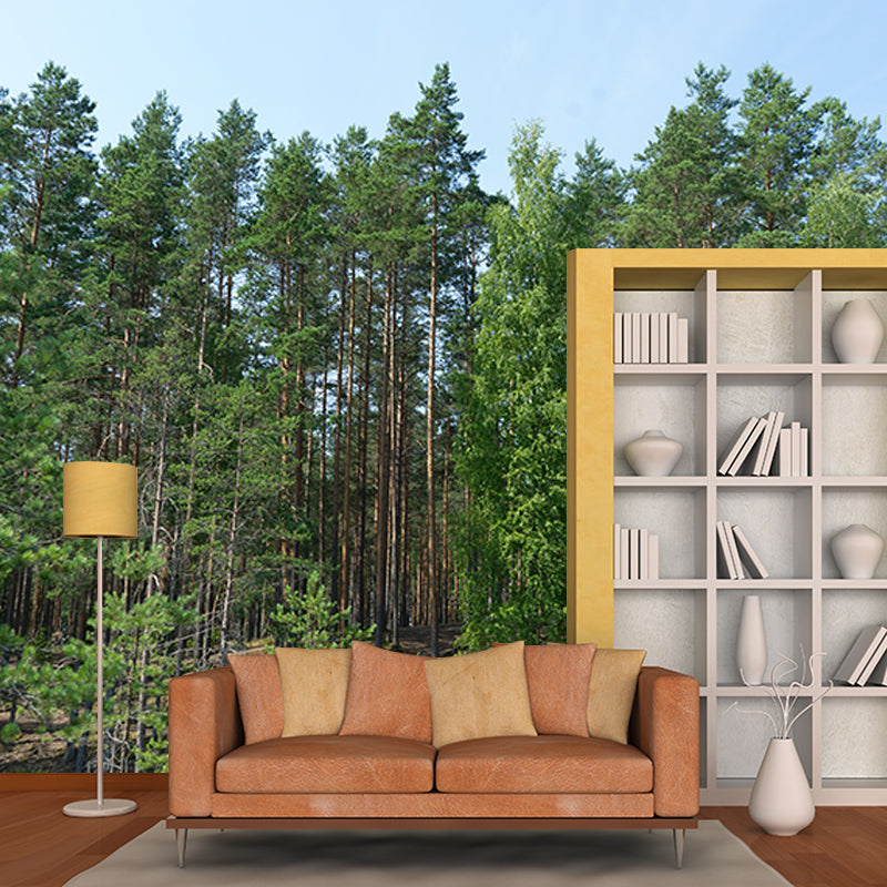 Modern Style Forest Mural Full Size Wall Art for Sleeping Room, Water Resistant