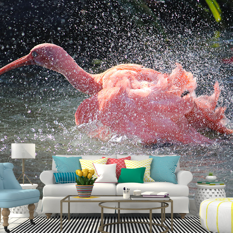 Beautiful Flamingo Mural Wallpaper Moisture-Resistant Wall Covering for Bedroom