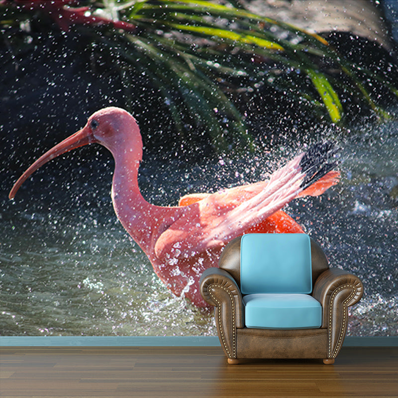 Beautiful Flamingo Mural Wallpaper Moisture-Resistant Wall Covering for Bedroom