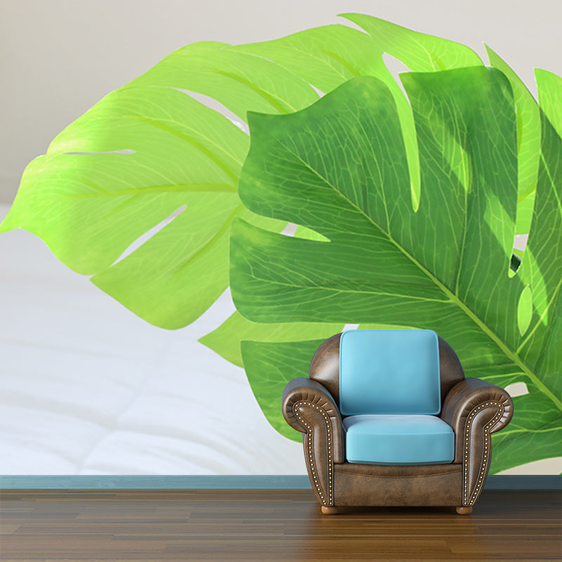Monstera Mural Wallpaper for Reading Room Stain Resistant, Personalized Size