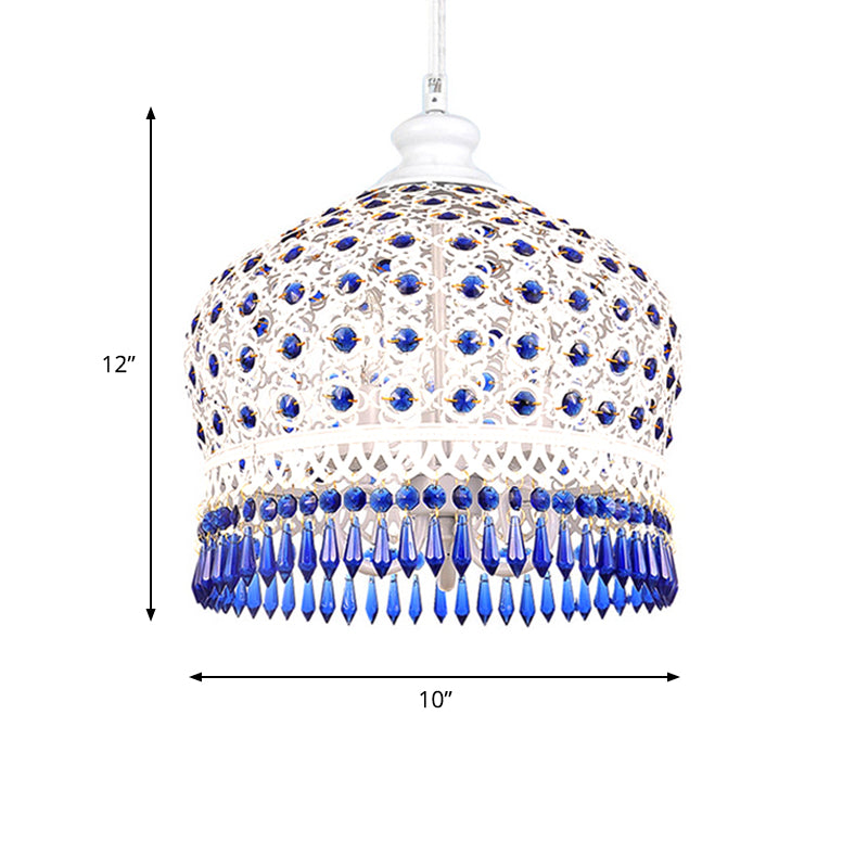 Onion Metal Hanging Light Kit Vintage 1 Head Dining Room Suspension Pendant in White