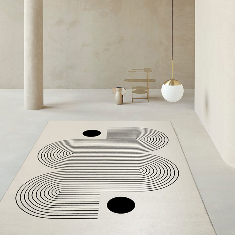 White Stripe Print Carpet Modern Polyester Area Rug Non-Slip Backing Rug for Home Decor