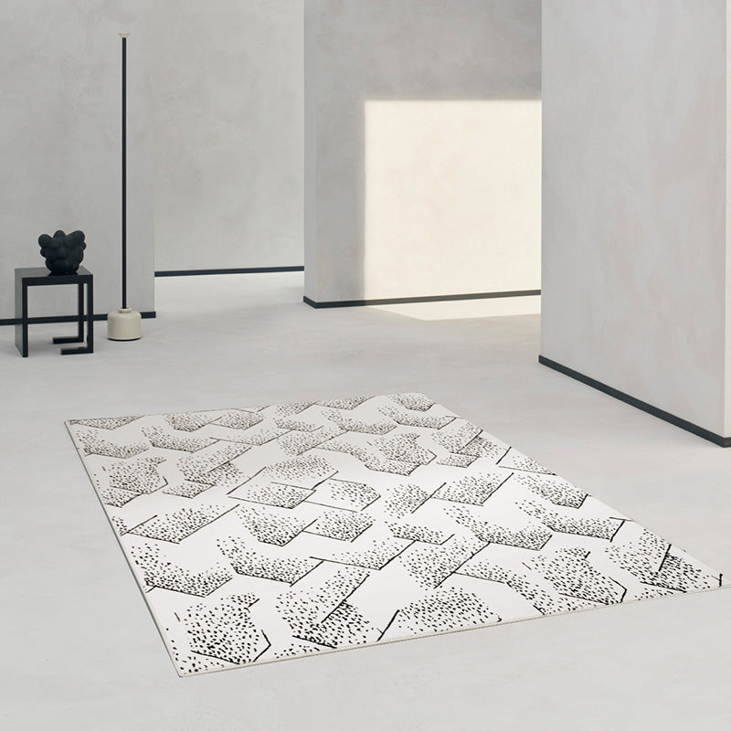 White Stripe Print Carpet Modern Polyester Area Rug Non-Slip Backing Rug for Home Decor