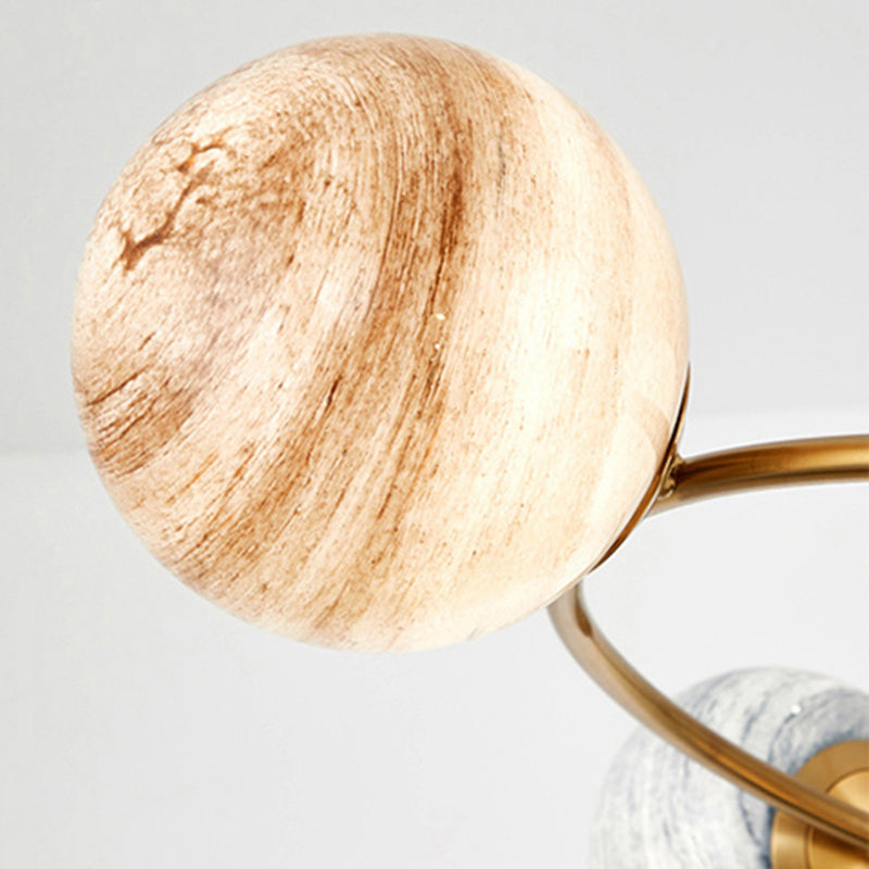 Modern Style Spherical Shape Chandelier Lights Glass Hanging Lights in Gold