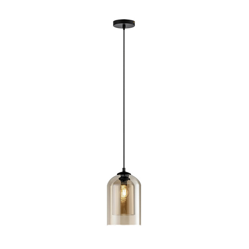 Double Glass Bell Hanging Lamp in Modern Concise Style Lacquered Iron Pendant Light for Bedroom