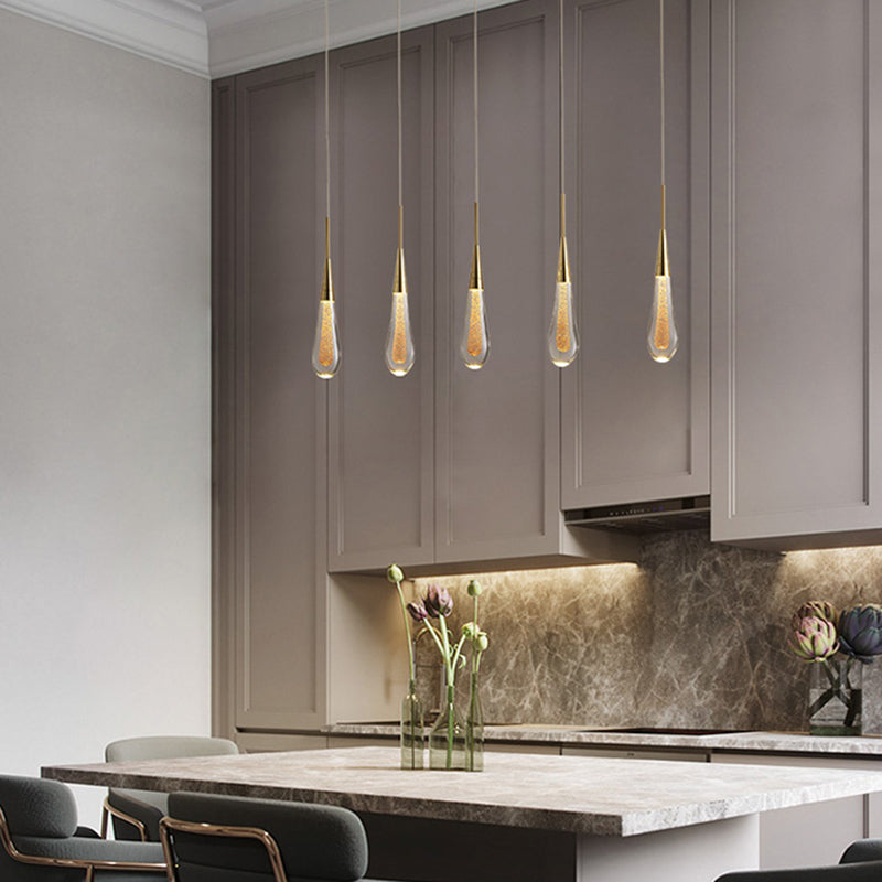 Modern Luxury LED LED Light Light Electroplate Alluminio Teacropplesso con l'ombra di cristallo