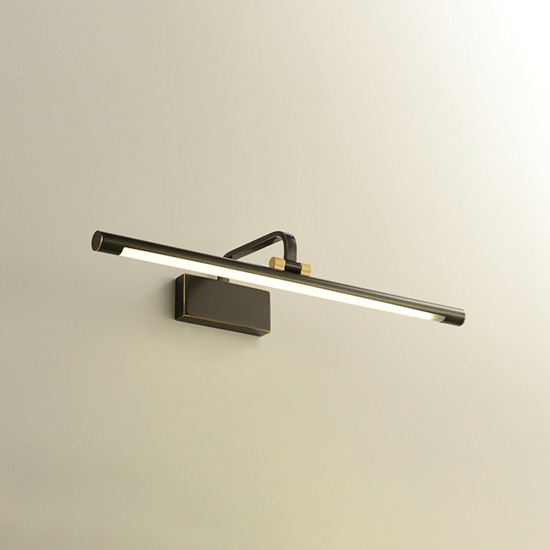 Single Light Metal Linear Wall Lighting Modern Style Mirror Wall Mounted Light Fixture in Black