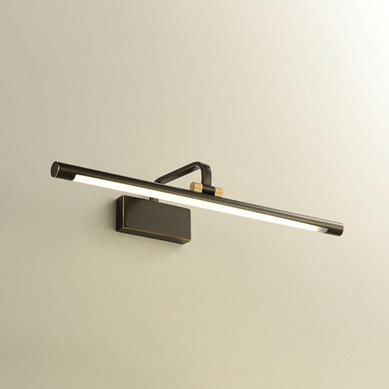Single Light Metal Linear Wall Lighting Modern Style Mirror Wall Mounted Light Fixture in Black