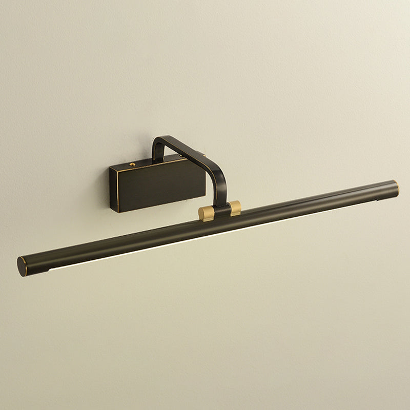 Single Light Metal Linear Wall Lighting Modern Style Mirror Wall Mounted Light Fixture in Black