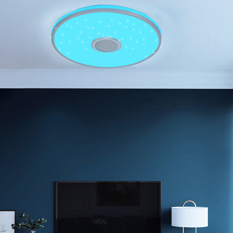 Round Shape Intelligent Ceiling Lamp Modern Iron 1 Light Flush Mount for for Study