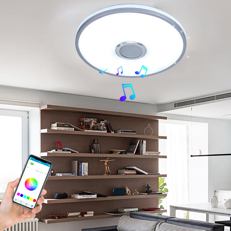 Plafonnier intelligent de forme ronde, moderne, en fer, 1 lumière, encastré, pour étude
