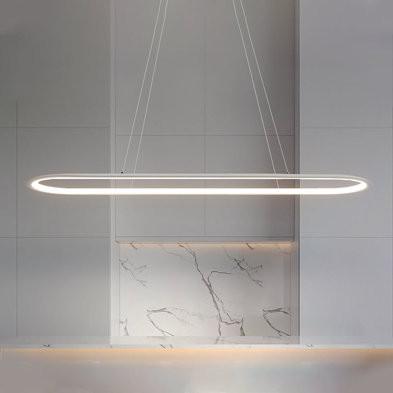 1 Light Oval Island Lights Contemporary Metal Island Lighting Ideas for Kitchen