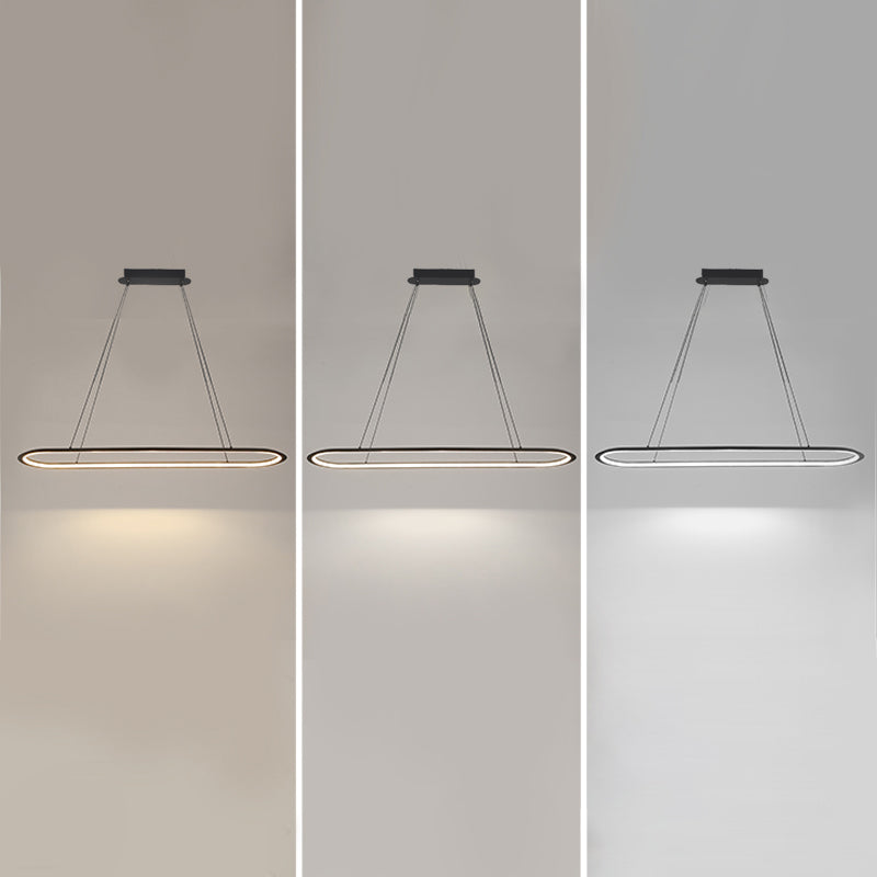 1 Light Oval Island Lights Contemporary Metal Island Lighting Ideas for Kitchen