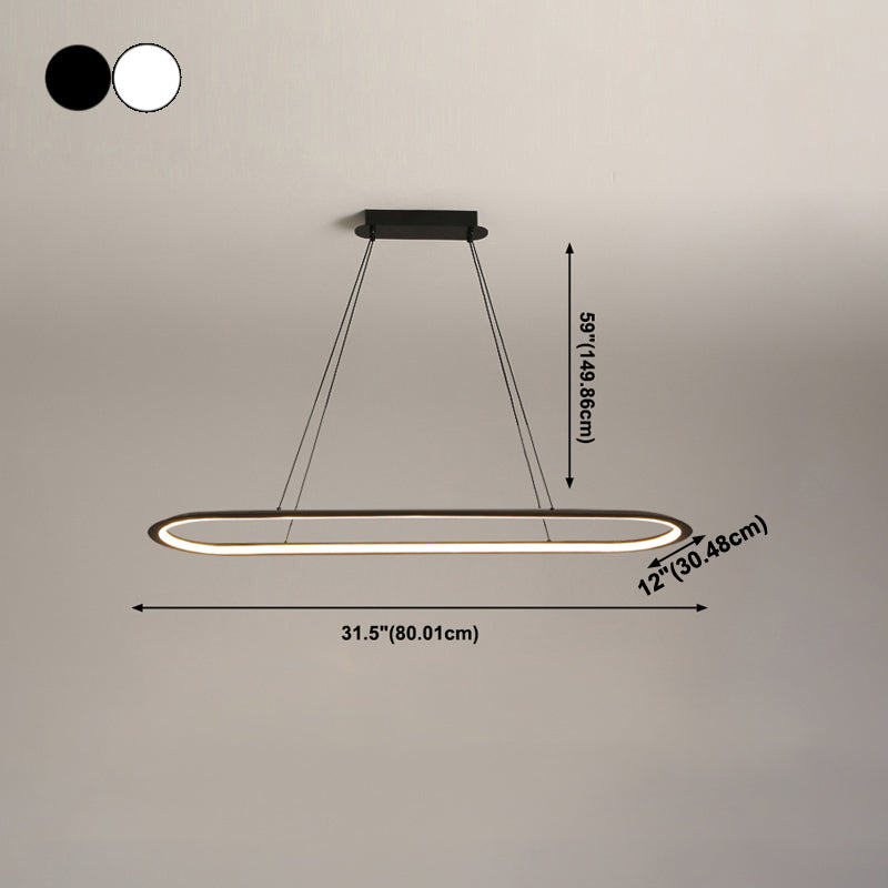 1 Light Oval Island Lights Contemporary Metal Island Lighting Ideas for Kitchen