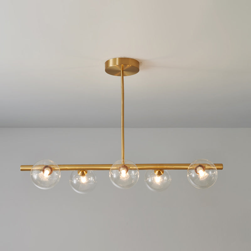 Modern Style Spherical Shape Island Lights Glass Island Lighting in Gold
