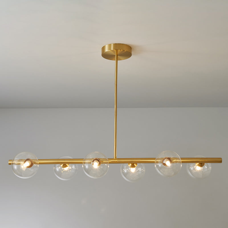 Modern Style Spherical Shape Island Lights Glass Island Lighting in Gold