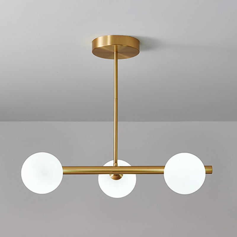 Modern Style Spherical Shape Island Lights Glass Island Lighting in Gold