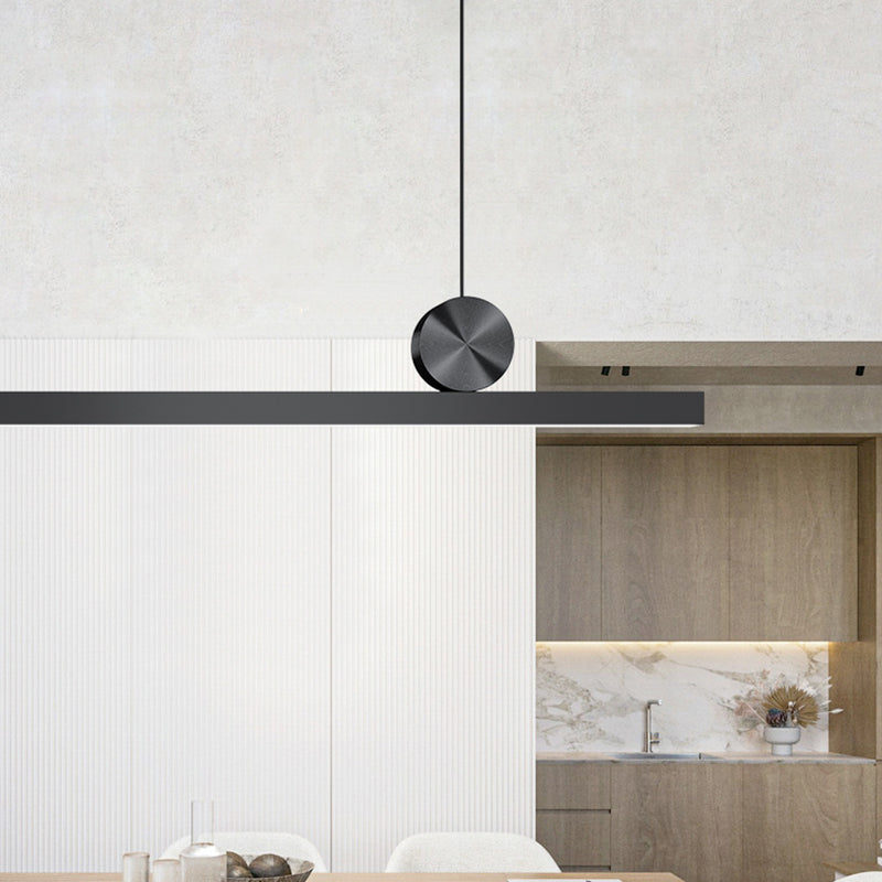 1 Light Linear Island Lights Contemporary Metal Island Pendant Fixture in Black