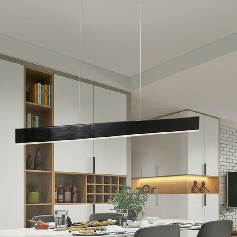 1 Light Rectangle Island Lights Contemporary Metal Island Lighting in Black