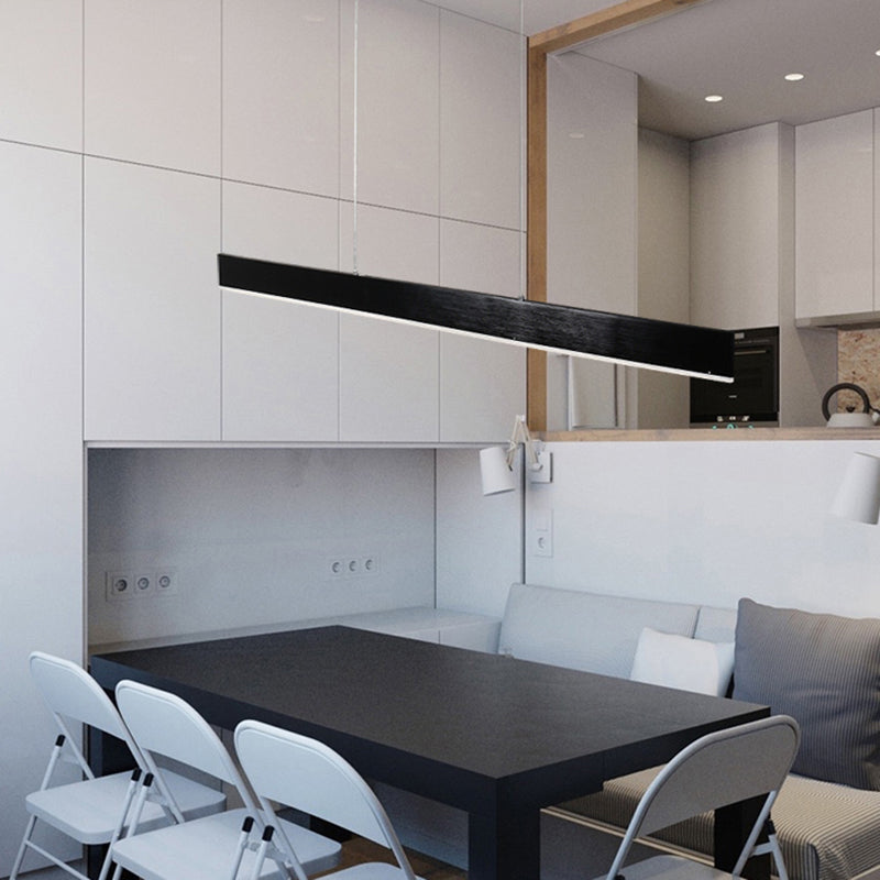 1 Light Rectangle Island Lights Contemporary Metal Island Lighting in Black